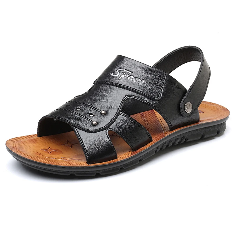 

Men Sandals PU Split Leather Men Beach Shoes Brand Men Casual Shoes Men Slippers Sneakers Summer Shoes Flip Flops
