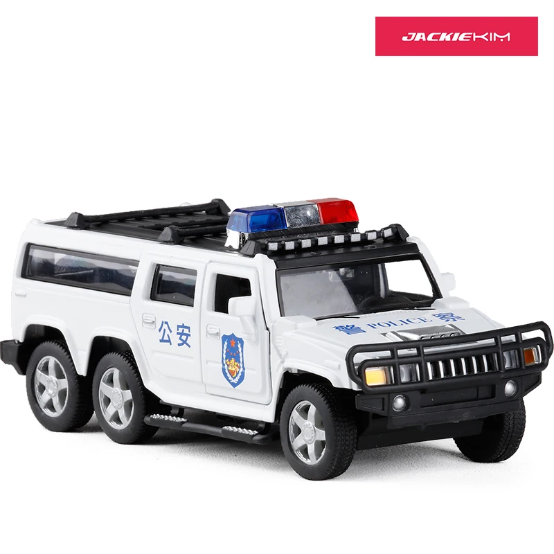 Горячая 1:32 шестиколесная Hummer сплава Полиция внедорожных игрушечные машины Звук Свет задерживаете игрушечный танк автомобилей для детей Подарки