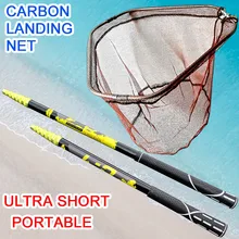 Pesca de pouso mão redes 4m 3m 2.1 dobrável haste carbono náilon dobrável aço equipamento tanque buraco profundidade dipfor pesca