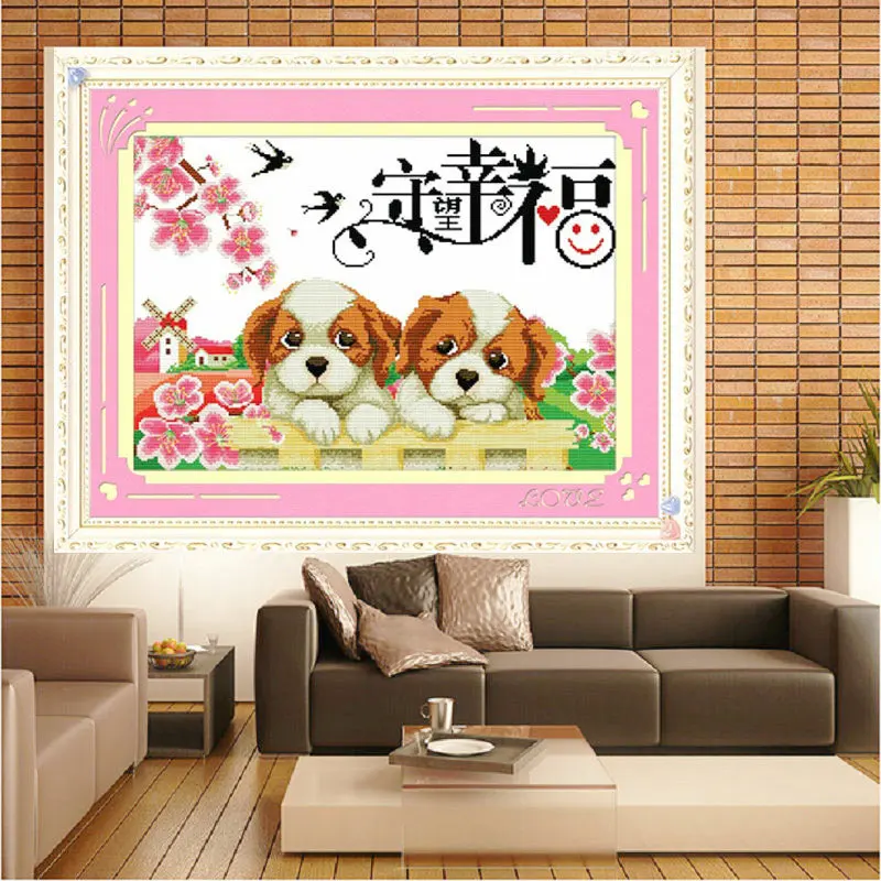 

Cute Dog Patterns DIY Cross-stitch Embroidery Painting Kits Cross Stitch Printed on Canva Handicrafts Needlework Gift