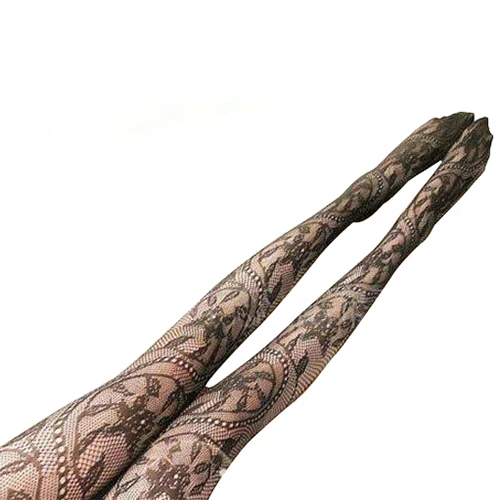 

2019 New Style Women's Sexy Sheer Lace Pattern Shaped Fishnet Lace Tights Pantyhose black