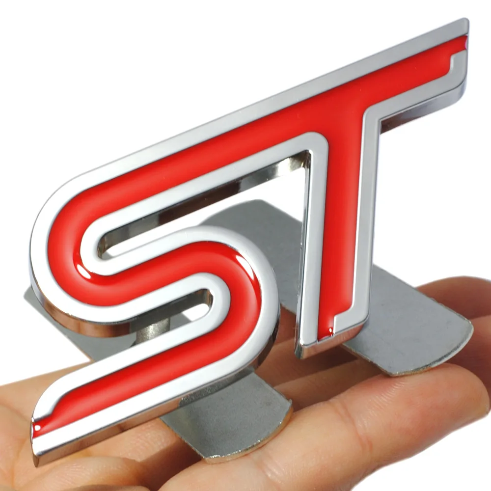Металлическая красная ST наклейка для передней решетки радиатора Автомобильная головка бейдж с эмблемой Grill хромированная наклейка для FORD FIESTA FOCUS MONDEO Авто Стайлинг