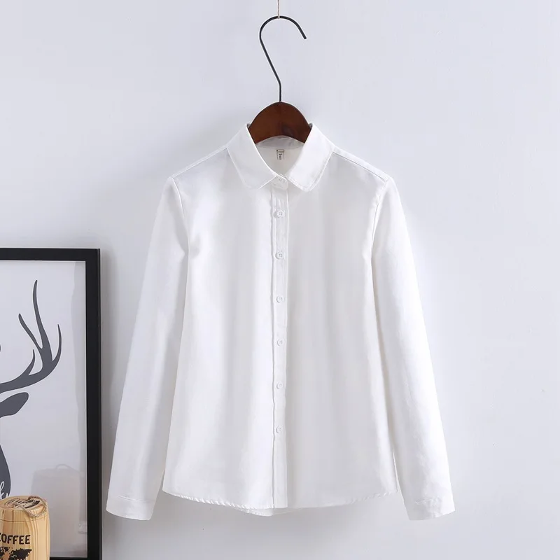 EYM Brand Blouse Shirt Women 2018 New Long Sleeve Ladies Tops Solid White Casual Oxford Embroidery Shirts Women's Clothes Blusas