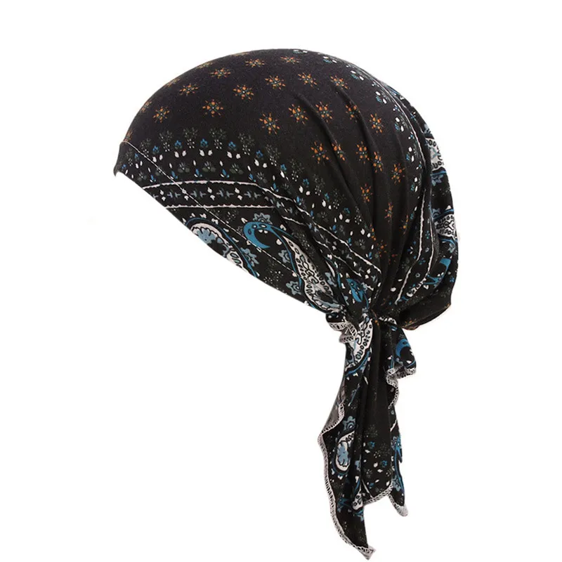 Ночнушка# H5 Новая мода для женщин раковая химиотерапия шляпа шапочки шарф Тюрбан, повязка на голову шапка подарки Повседневная Горячая - Цвет: Black