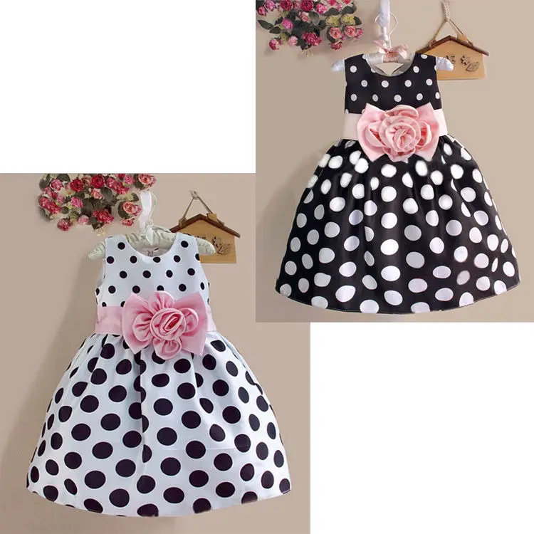 

Summer Baby Kids Girls Party Wedding Polka Dot Flower Gown Fancy Dress 2 to 7Y Girls Princess Bohemia Casual dress