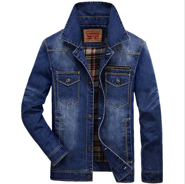 military style jean jacket