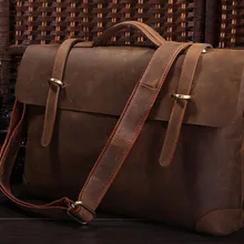 Nesitu высокое качество Винтаж Настоящее Crazy Horse кожа натуральная кожа Для мужчин Курьерские Сумки 15,6 дюймов ноутбука Портфели# M7082