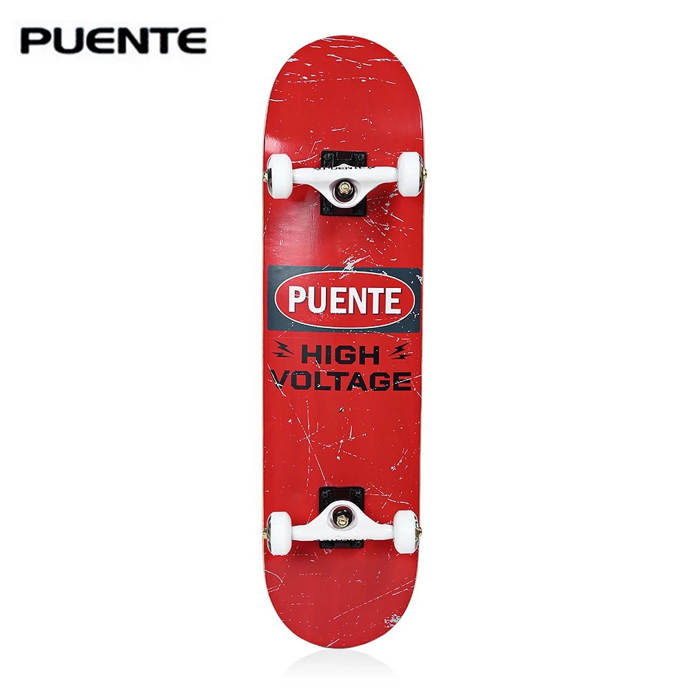 BEST  PUENTE Skate Board ABEC -9 Adult Four-wheel patineta Double Snubby Maple Sport Rocker Skateboard fo