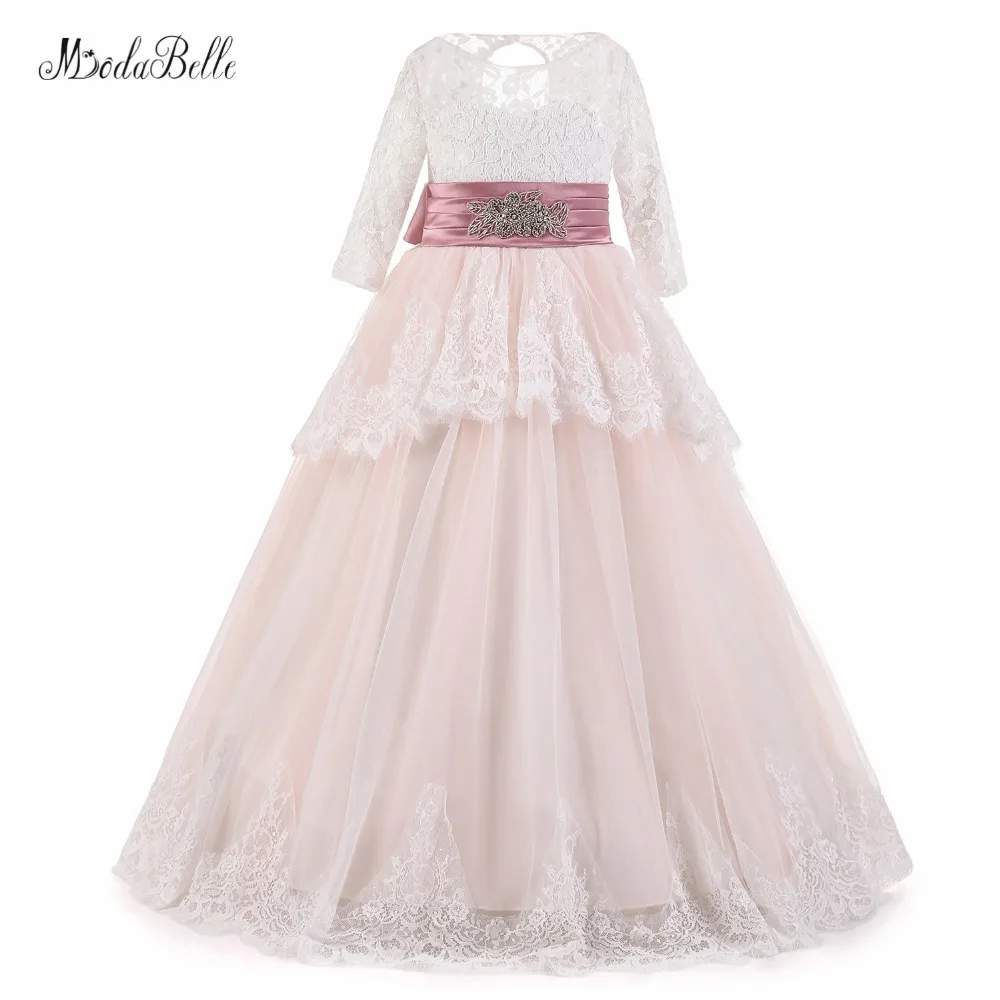 Modabelle Fancy Meisjes Kant Baljurken Voor Kinderen Eerste Communie Vestido Party 2018 Europese Kralen Sash Bloem Meisje Jurken Modabelle Fancy Meisjes Kant Baljurken Voor Kinderen Eerste Communie Vestido Party 2018 Europese Kralen Sash Bloem Meisje Jurken