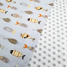 Buulqo, хлопковая саржевая ткань с принтом рыбы, Детская Хлопковая Лоскутная Ткань, сделай сам, швейная стеганая одежда, материал для малышей и детей