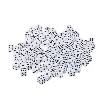 

100pcs 8mm Plastic White Game Dice Six Sided Decider Birthday Parties Board Game
