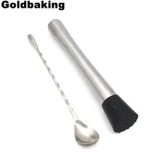 8 дюймов Нержавеющая сталь барный пестик и 8 дюймов барная ложка классический пестик для фруктов