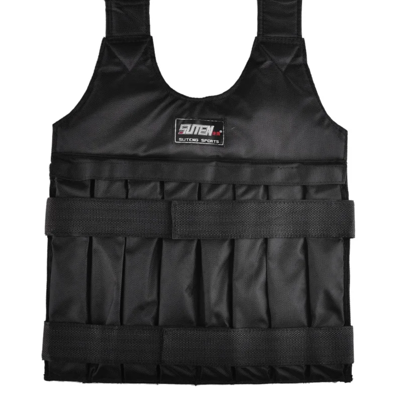 

20kg Oxford Loading Weighted Vest Boxing Training Clothing Workout Fitness Equipment Adjustable Black Sponge Exercising Jacket
