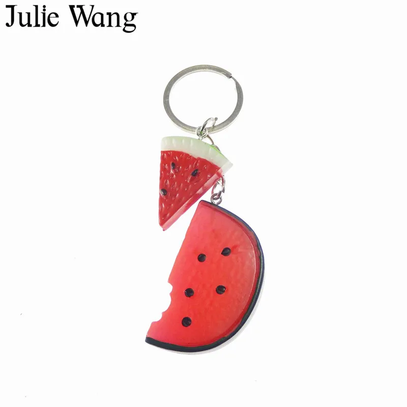 Julie Wang 1 шт. резиновый креативный красный брелок Арбуз для ключей Подвески