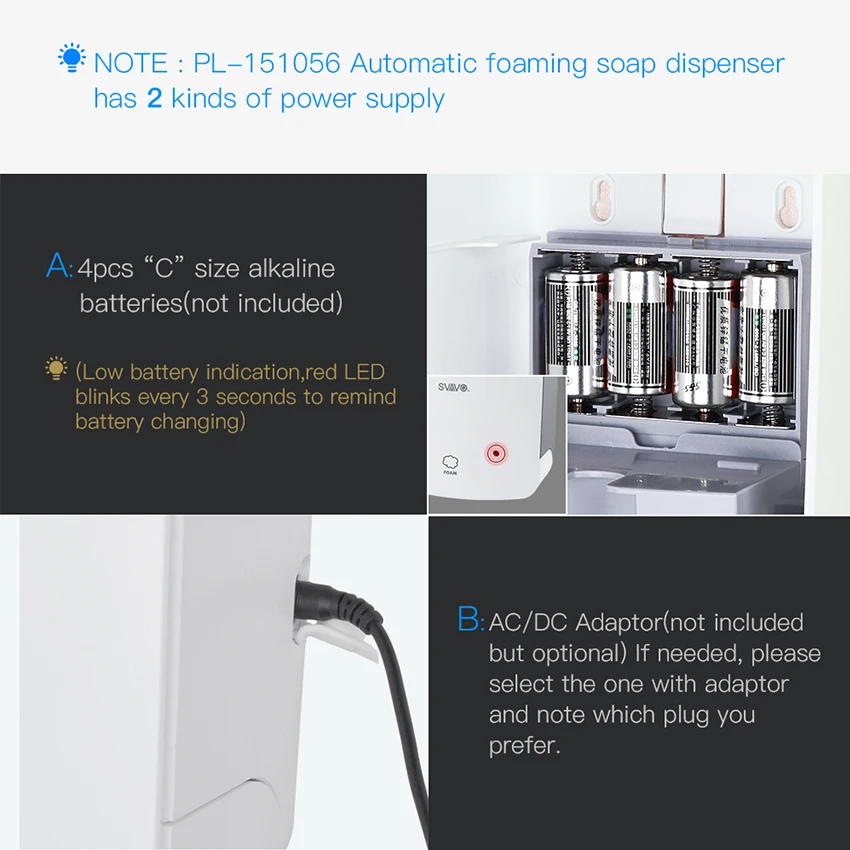 SVAVO 1000ml Automatic Foam Soap Dispenser Wall Mounted Infrared Smart Sensor Bathroom KitchenShower Shampoo Foam Soap Dispenser