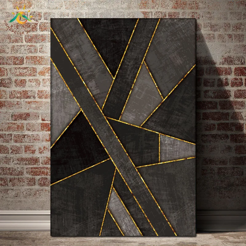 

Geometric Gold Line Nordic Posters And Prints Canvas Art Modern Wall Painting Scroll Painting Decorative Picture for Living Room