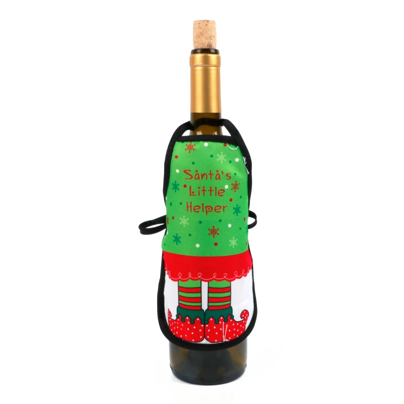 Маленькая рождественская бутылка вина крышка Pinafore фартук для бутылки обертка красное вино бутылка праздничная одежда платье Рождественское украшение
