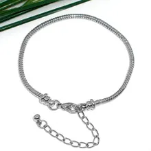 DoreenBeads 4 шт. серебристый цвет Омар застегивающийся браслет-змейка Браслеты Fit Европейский Шарм 18 см новые