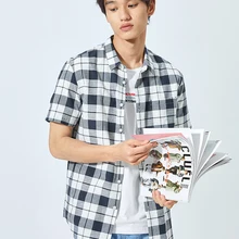 SEMIR, рубашка с коротким рукавом, мужская клетчатая рубашка, Корейская Повседневная рубашка, брендовая рубашка, мужская, внутри, Гонконг