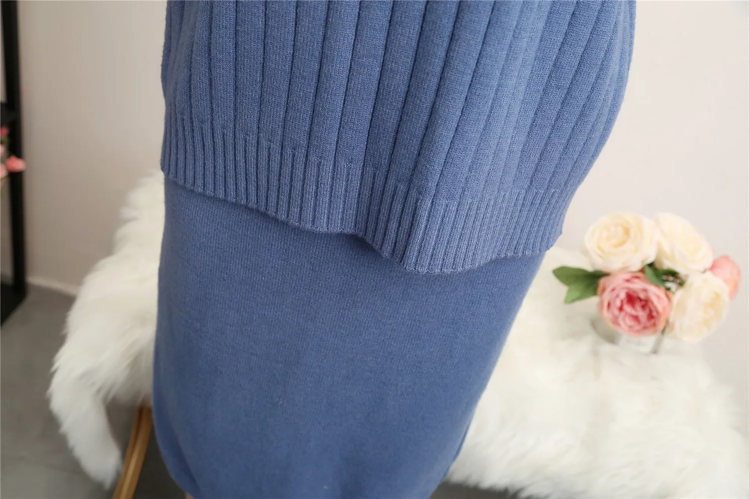 2 шт./компл. трикотажные свитера с высоким воротником для беременных платье осень зима модная одежда для беременных женщин теплая одежда для беременных