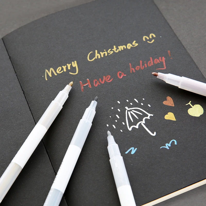 

30 pcs/Lot Metallic color micron pen Detailed marking Metal marker for album black paper drawing School Art supplies F614