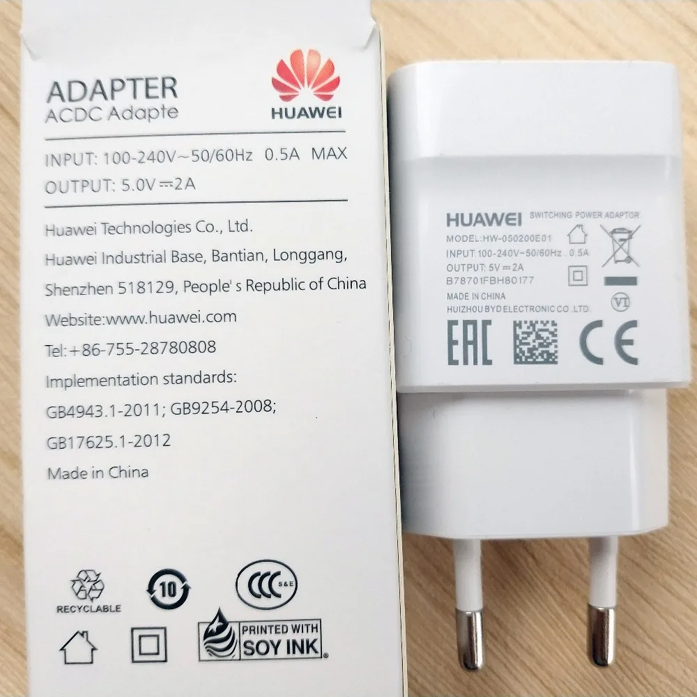 Оригинальный huawei Honor 8x Зарядное устройство 5 V 2A EU стены Micro usb зарядный кабель