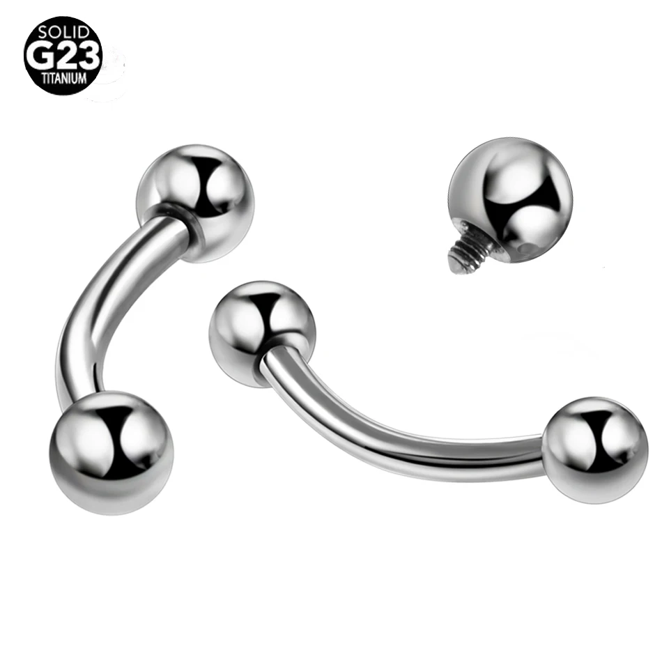10Pcs/lot 16G Titanium Eyebrow Piercings Internally Threaded Curved Banana Rings Helix Earring Eyebrow Rod in Tongue Lip Rings