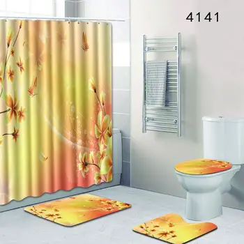 

Waterproof Shower Curtain with Bathroom rug Fabric Polyester Creative Bath Curtains Printed Curtains For Bathroom 180*180CM
