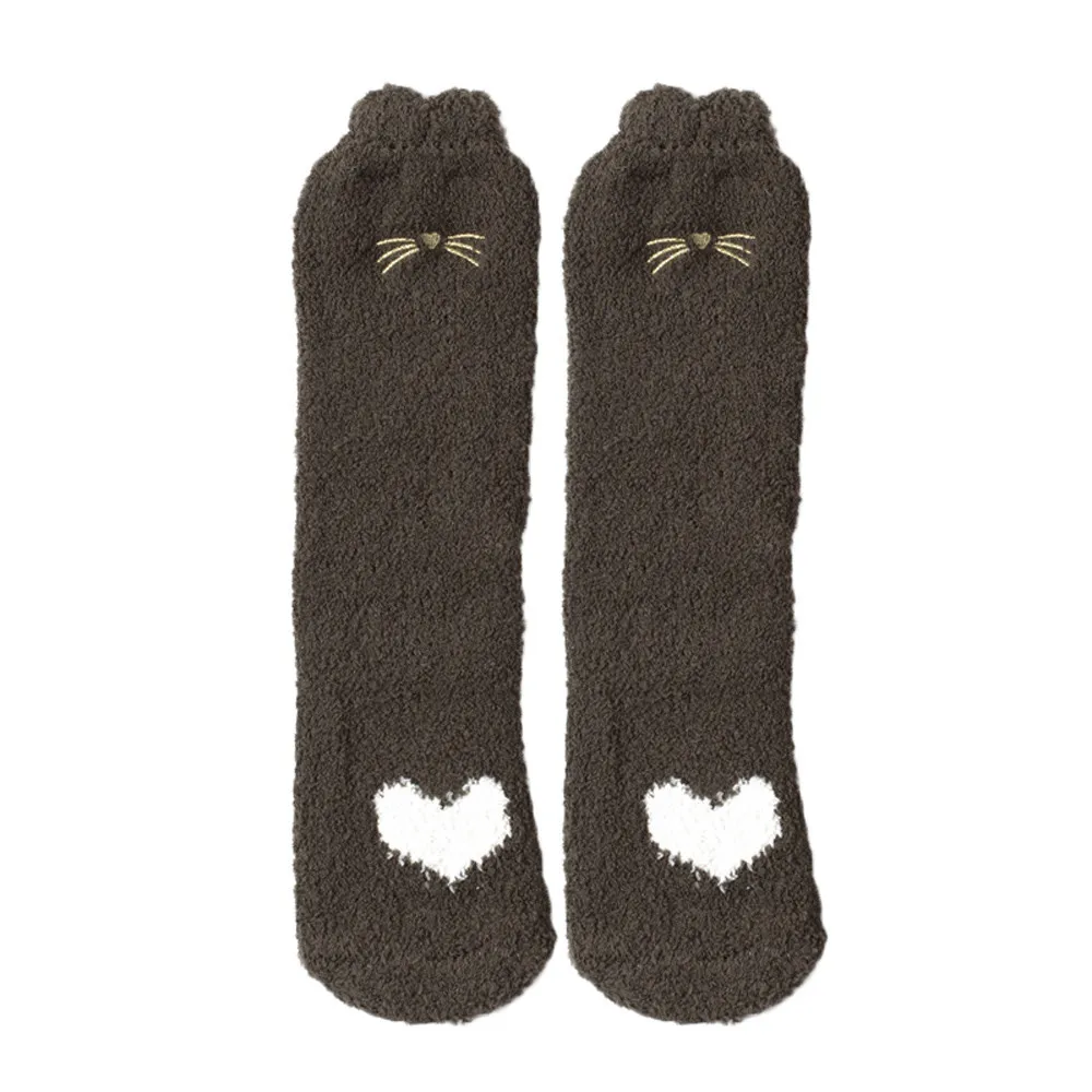 Женские Толстые нескользящие носки-тапочки из кораллового флиса, 5 пар в комплекте, забавные носки, женские милые модные носки до щиколотки,# ss