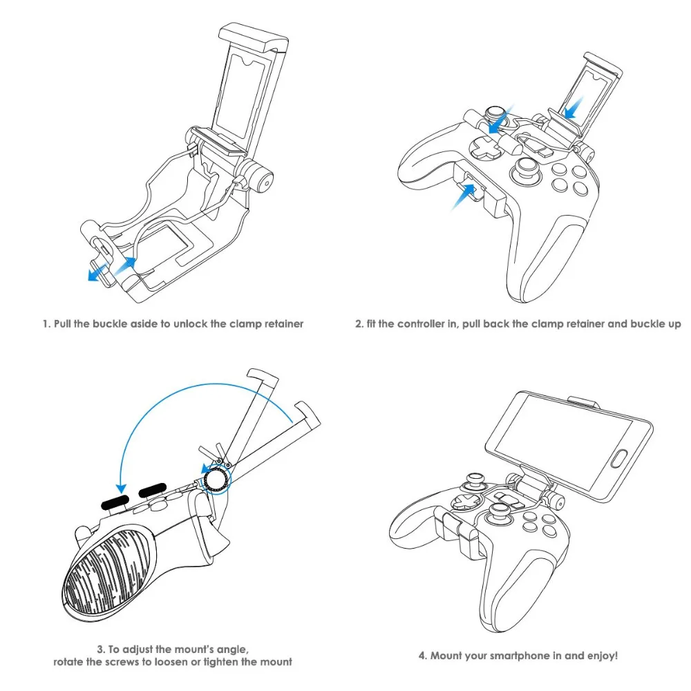 Кронштейн для геймпада(держатель телефона) для GameSir T2a, регулируемый под разными углами, растягивающийся, съемный игровой контроллер