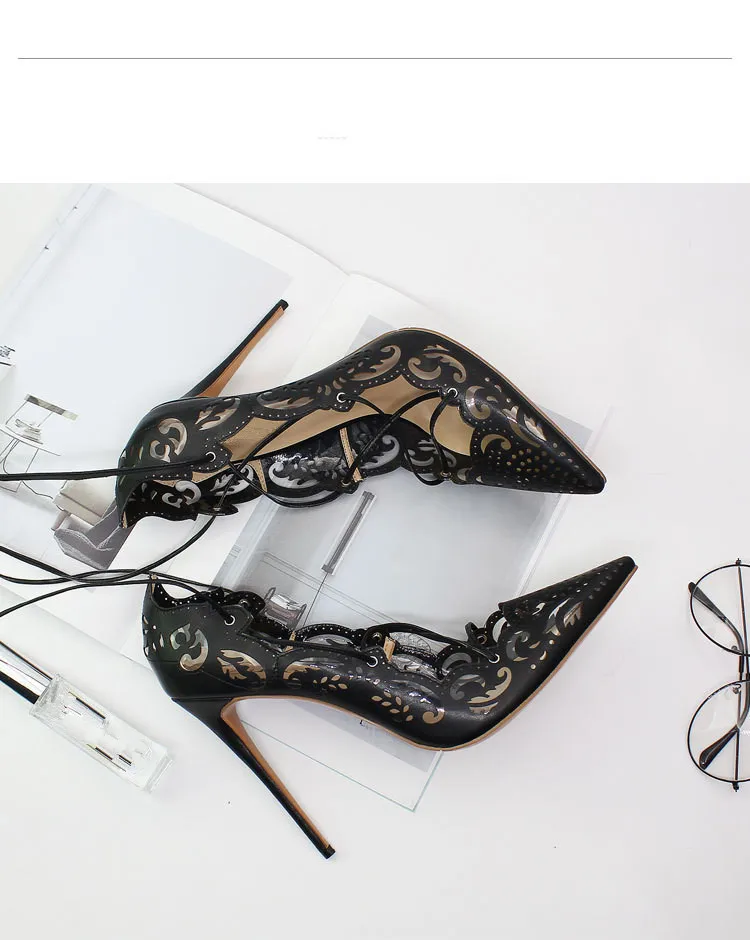 Одежда высшего качества обувь с ремешком на щиколотке Для женщин женские туфли-лодочки пикантные туфли с острым носком на высоком каблуке Женская обувь тонкий каблук открытые туфли на каблуке женская офисная обувь D007A