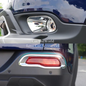 

For Jeep Cherokee 2014-2017 Front Rear Fog Light Cover Fog Lamp Frame Panel Trims ABS Chrome Stickers Car-Styling Accessories