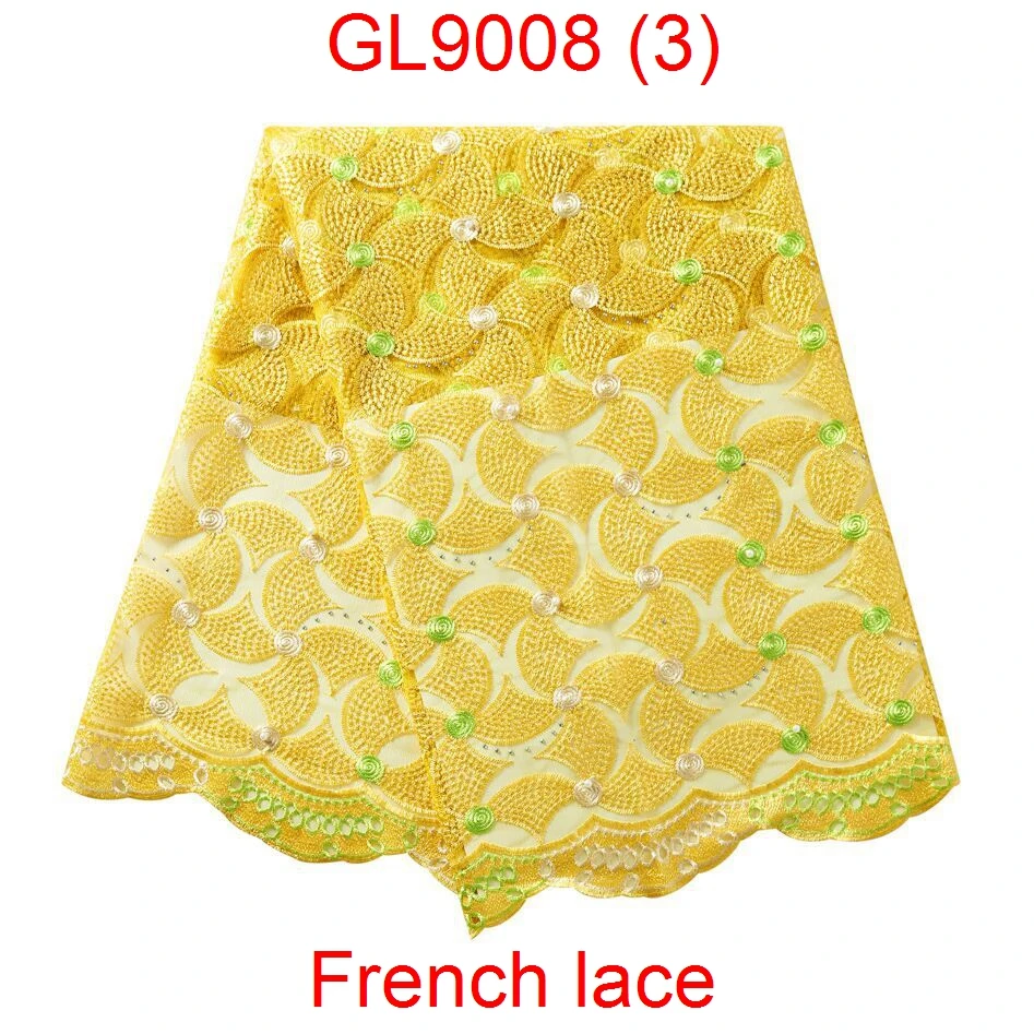 2019 African Laces Fabrics Embroidered Nigerian 3D Guipure French Cord Lace Fabric High-quality  African French Net Lace Fabric GL9008 (3)