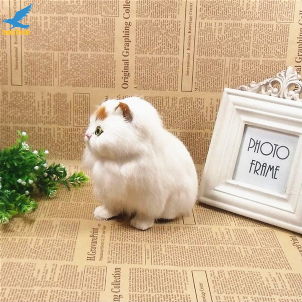 Simulation Mini Long Plush Animal Cat White Baby Toy Gift for Decoration (3)