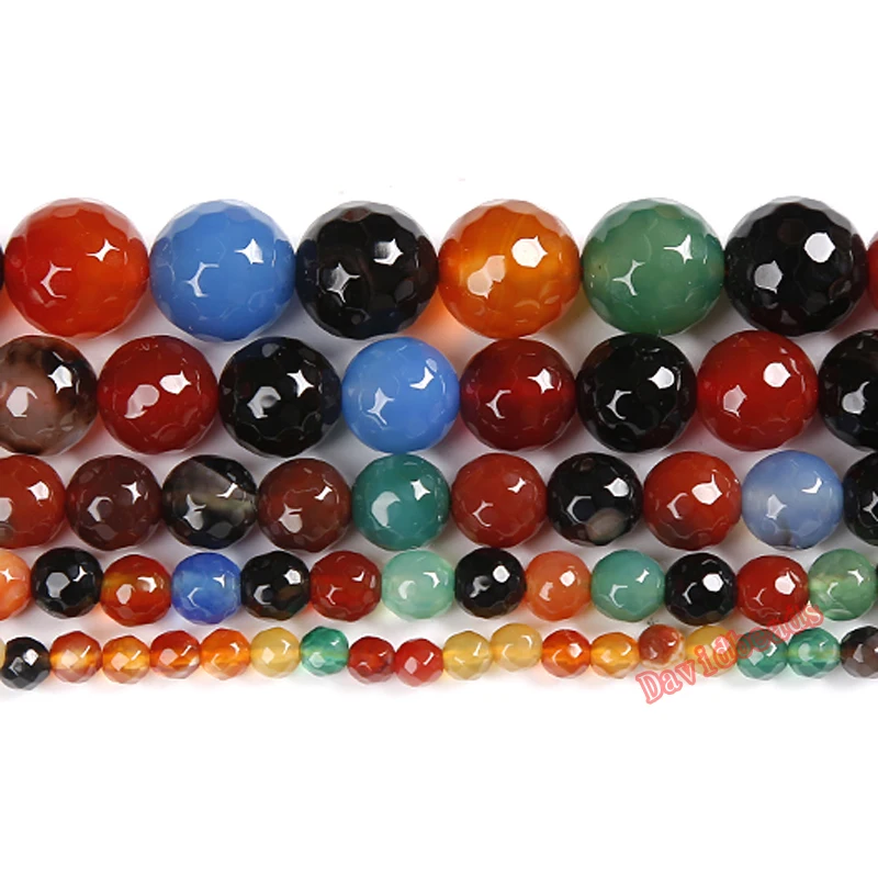 

Natural Round Mixed Color Faceted Agates Beads For Jewelry Making 4 6 8 10 12mm 15inches DIY Jewellery FreeShipping