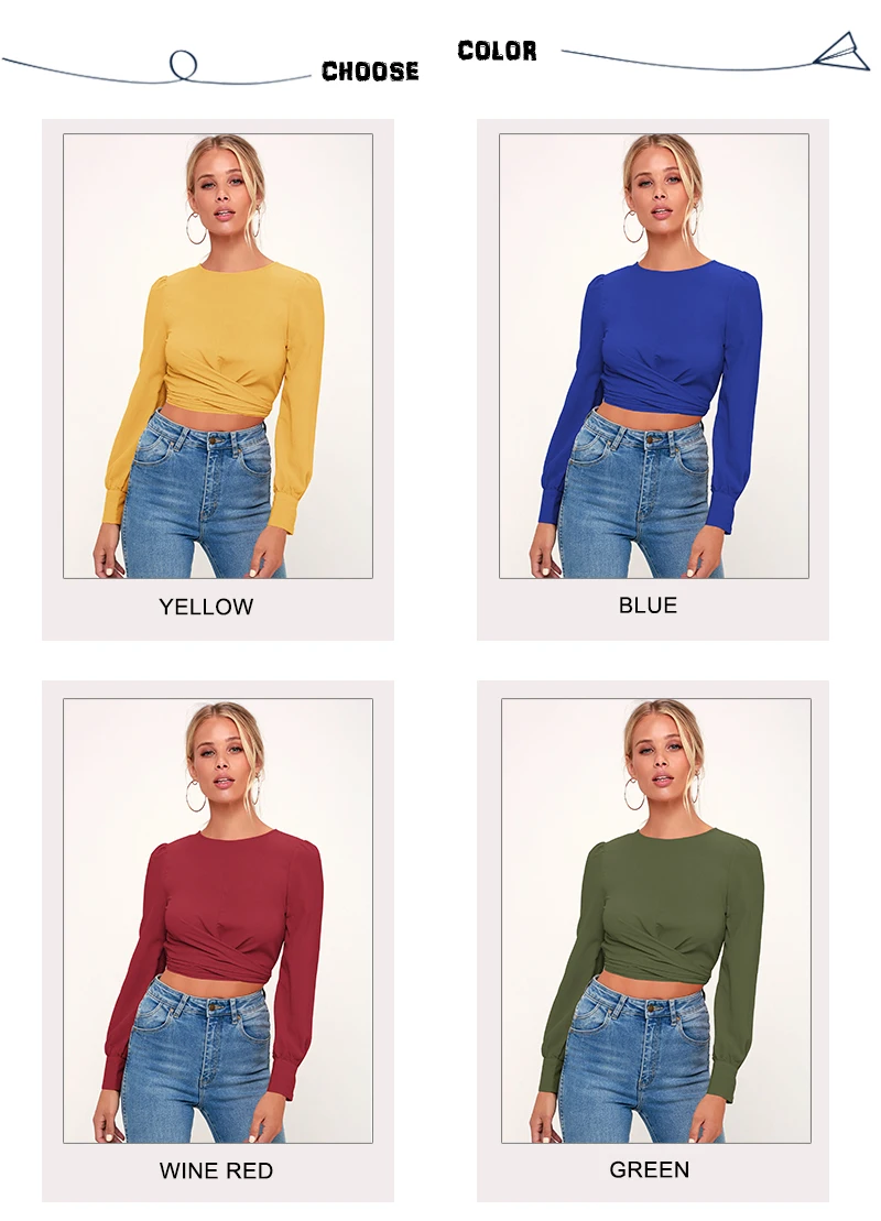 Backless Crop Top Mujer T Shirt Women Sexy Long Sleeve T Shirts Ladies Plus Size Tops Spring Short Tshirt Bandage Solid T-shirt  (3)