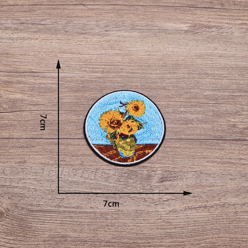 2 шт./лот Ван Гог картина Подсолнух вышивка железа на патчи для одежды DIY аксессуары Аппликация наклейки на наручную повязку SC398