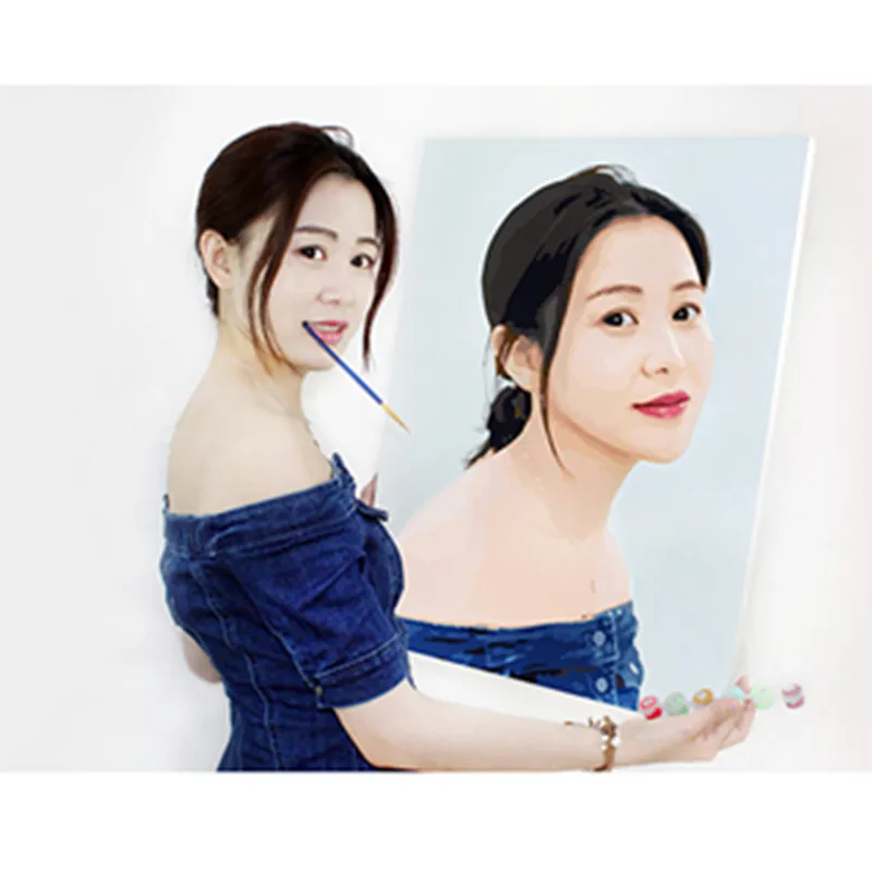 Najtaniej Zdjęcie dostosowane malowanie według numeru DIY obrazy olejne według liczb obraz rysunek na płótnie kolorowanie według numerów zdjęcia rodzinne