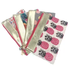 KANDRA Quality Fabric Cosmetic Bag Tropical Pineapple Floral Pattern Travel Pouch Clutch New Small Zipper Change Purse 2019 KANDRA Quality Fabric Cosmetic Bag Tropical Pineapple Floral Pattern Travel Pouch Clutch New Small Zipper Change Purse 2019