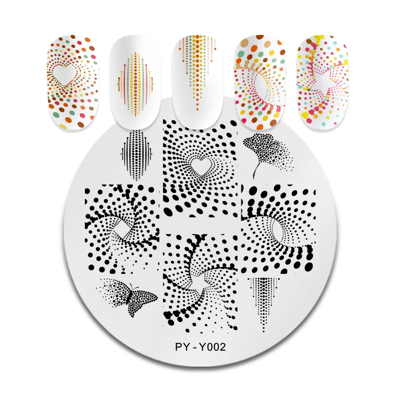 

PICT YOU Nail Stamping Plates Stainless Steel Round Shape Geometric Butterfly Nail Image Stamp Nail Art Stencils Tools Y002
