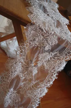 

ivory alencon lace borders, cord lace, French alencon lace, eyelash bridal lace trim, wedding table runner 10yards
