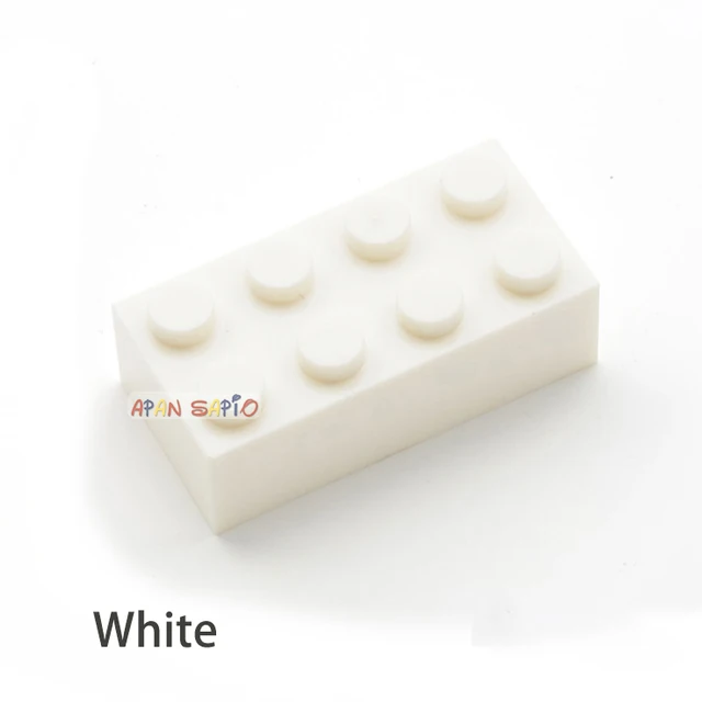 40pcs DIY Building Blocks Thick Figures Bricks 2x4 Dots Educational Creative Size Compatible With 3001 Plastic Toys for Children White 40pcs