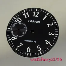 Мм 38,9 мм Parnis черный циферблат белый цифры fit 6497 Рука обмотки двигаться для мужчин t мужские часы циферблат