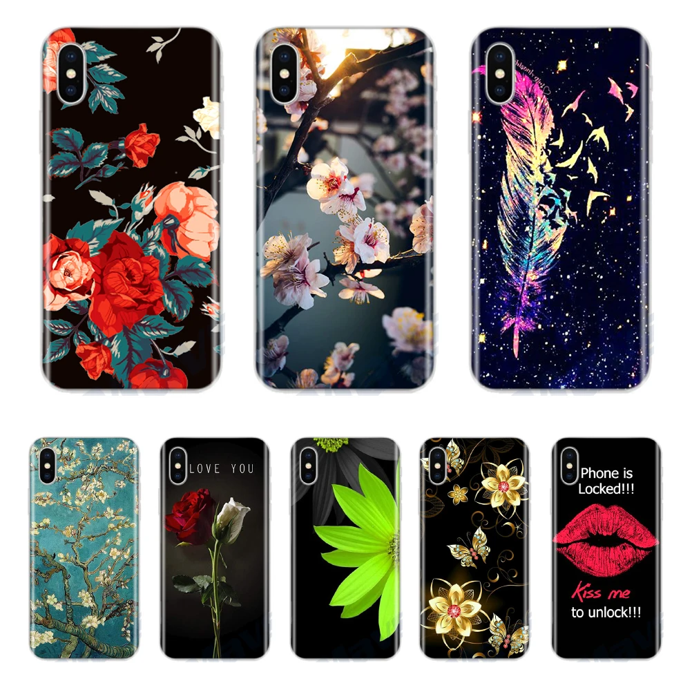 

TPU Phone Case For iPhone 7 8 Plus Flower Pattern Silicone Cases For iPhone XR XS Max 7 6 6S Plus 5 5s Soft TPU Back Cover Couqe