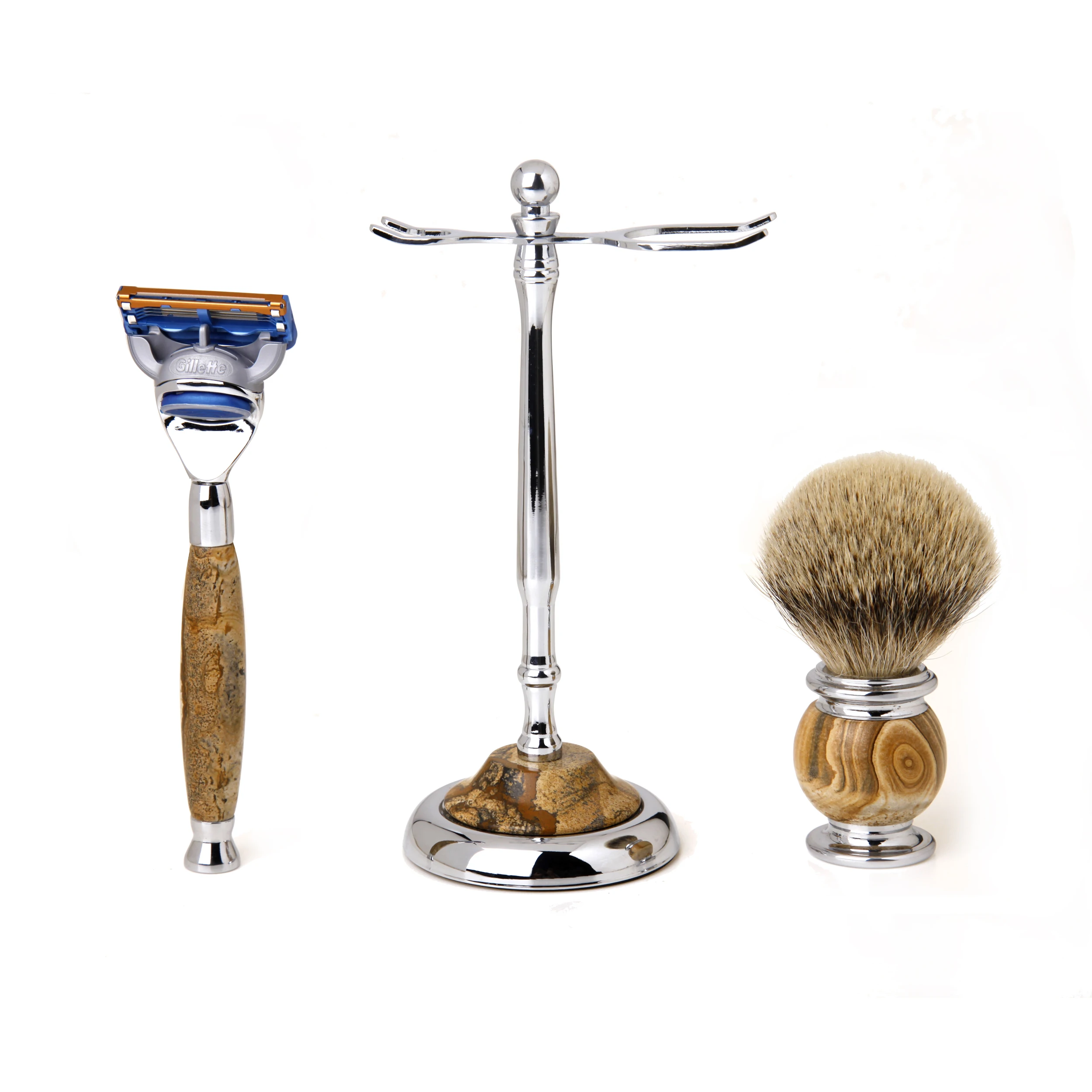 Men Shaving Sets Hair Removal Cleaning Shaving Brush+ Shaver Razor Holder Stand+ Resin Handle Razor Shaving Brush Set For Man
