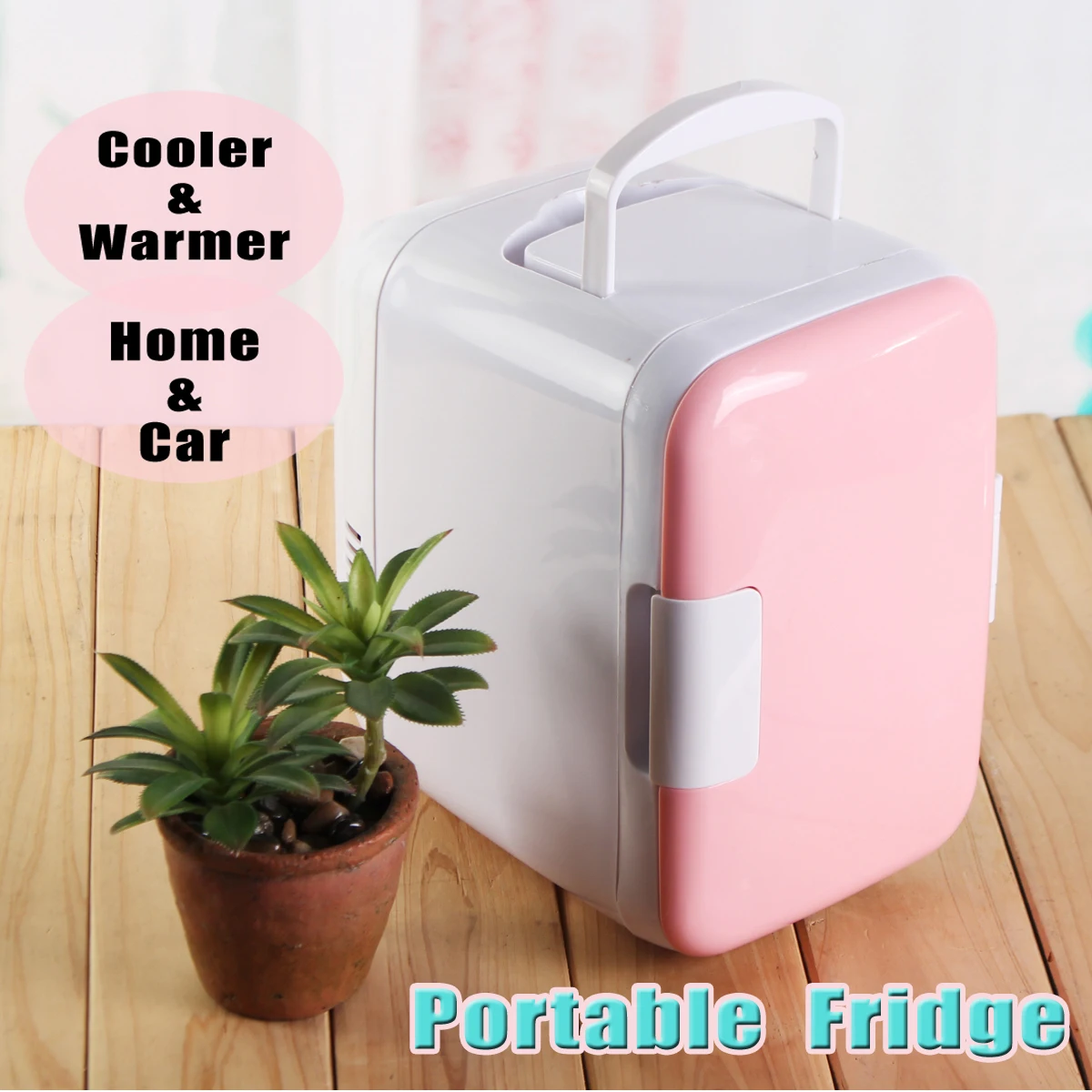 4L Portable Mini Fridge Cooler and Warmer Auto Car Boat Vehicle Refrigerator Home Office AC & DC Pink BS 48W mini 4l portable refrigerator fridge cooler warmer