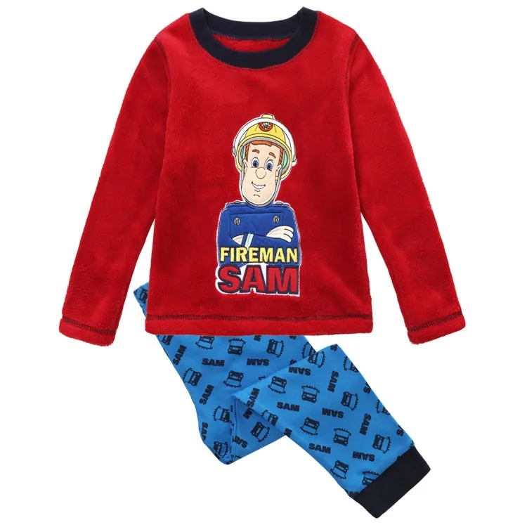 Теплая Пижама с пожарным для мальчиков, пижама с длинными рукавами, Детская Пижама, детская одежда для сна, домашняя одежда для сна, одежда для сна
