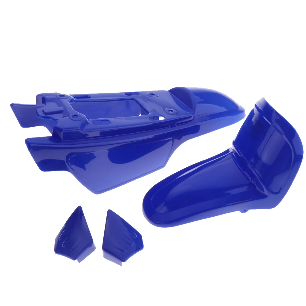 1 Set Plastic Motorcycle Front Rear Fender Mudguard Direct Replacement Fender Fairings Parts for Yamaha PW50 PY50 -Blue