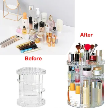 

360-Degree Rotating Makeup Organizer Storage Box Case Cosmetics Jewelry Holder