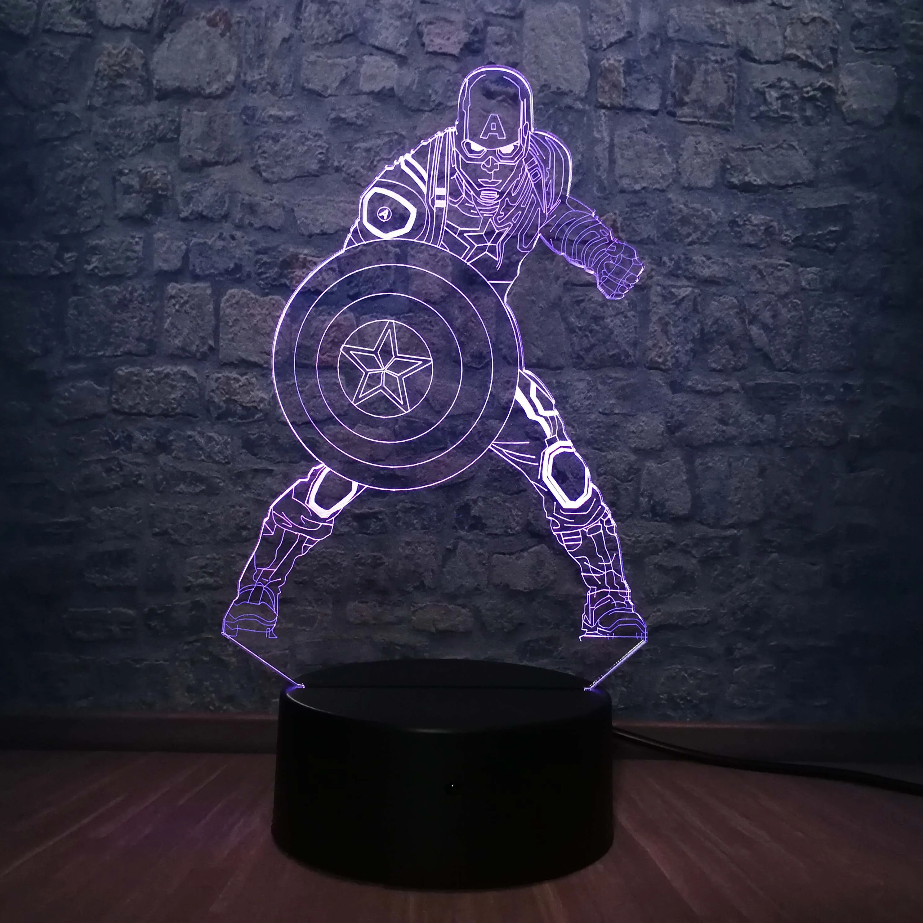 Marvel Movie Captain America Shield figing 3D светодиодный Светильник настольный ночник иллюзионный